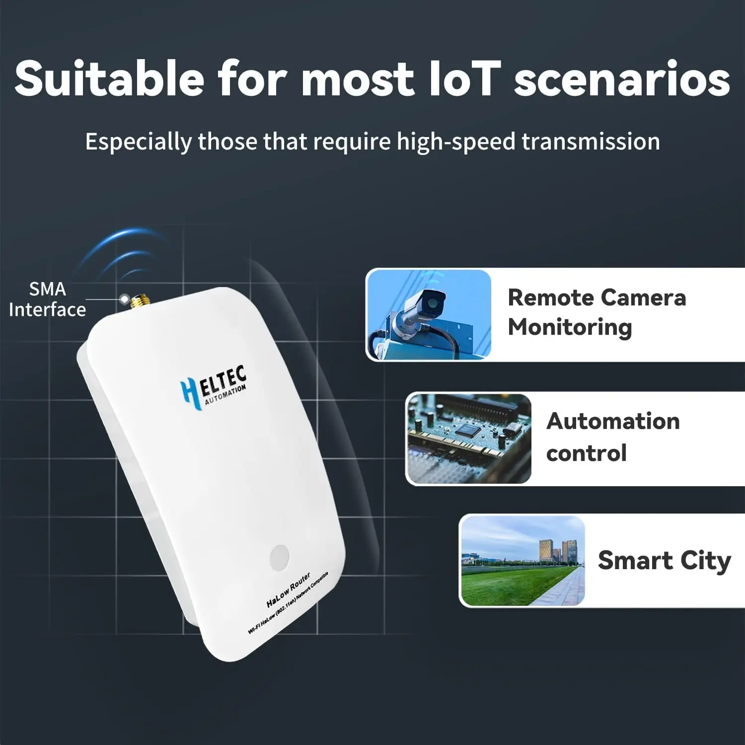 Heltec Wi-Fi HaLow HT-H7608 IEEE 802.11ah Dual-band Gateway Wi-Fi Extender 3 km Lange afstand Gateway Transmissie Snellere snelheid