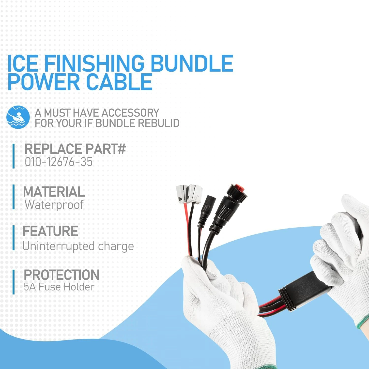 010-12676-35 Ship Power Cable Suitable for Garmin Panoptix Ice Fishing Kit & Bundle with Charge Port Plug and 5A Fuse Holder