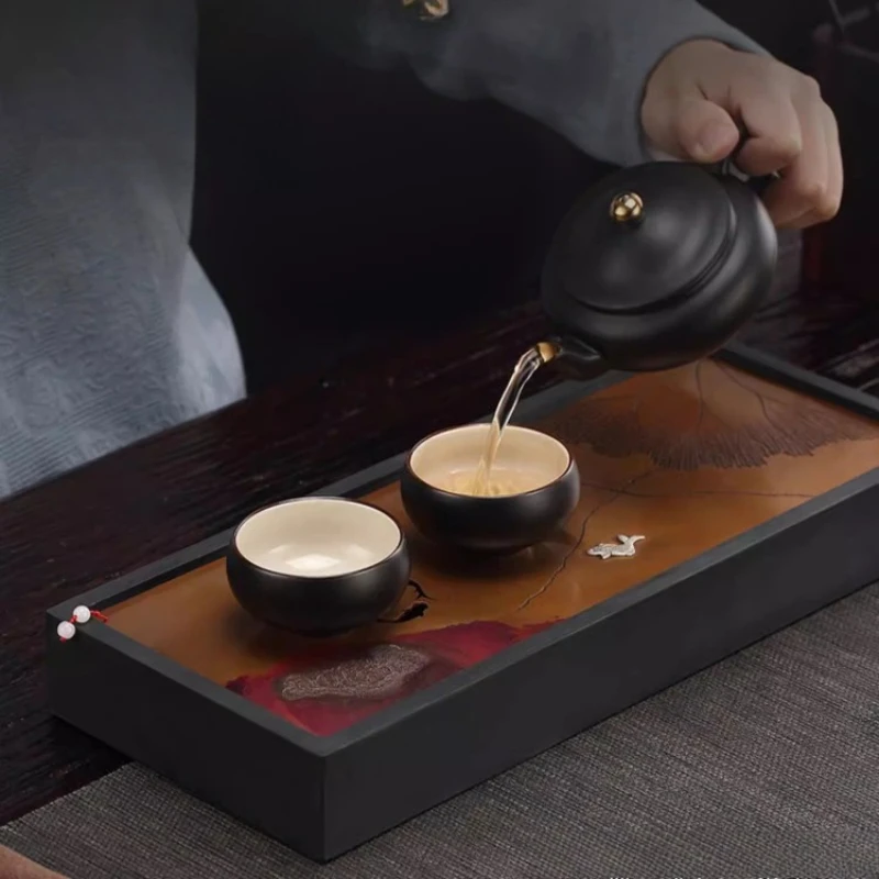 Rectangle Vintage Tea Tray Walnut Desk Chinese Decorative Luxury Tea Tray Accessories Ceremony Bandeja Madera Home Decorationgs