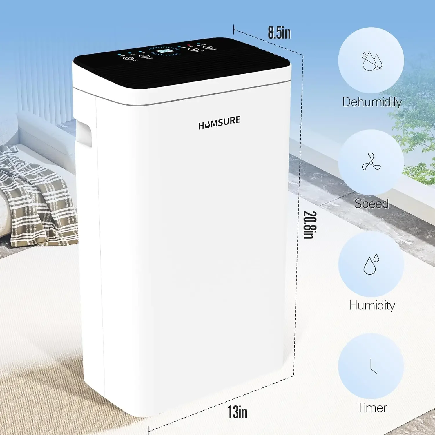 Deumidificatore 30 pinte 1500 piedi quadrati, deumidificatori per la casa, deumidificatore con tubo di drenaggio nel bagno nel seminterrato e