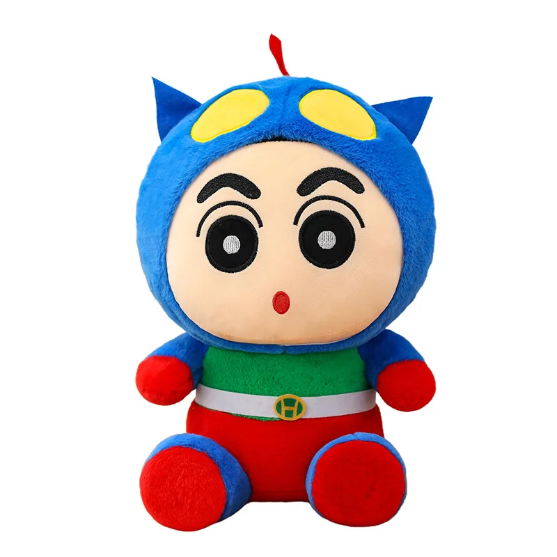 Superman Outfit Shinchan Action Kamen Plush Pillow Cute Ornament Present for Student Collectors and Bedroom Decoration