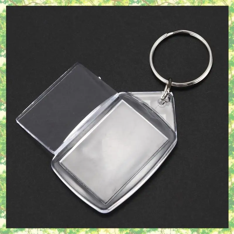 Smart-30X حلقات مفاتيح فارغة من البلاستيك الأكريليك الشفاف إدراج سلسلة مفاتيح صور جواز السفر الموجودة في قاعدة المفتاح