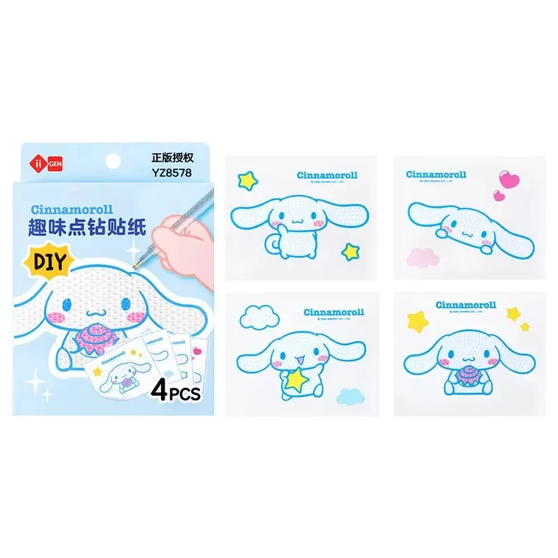 Sanrio Cinnamoroll Kuromi bonito dos desenhos animados adesivo Pack, DIY criativo divertido artesanal cor, diamante adesivo