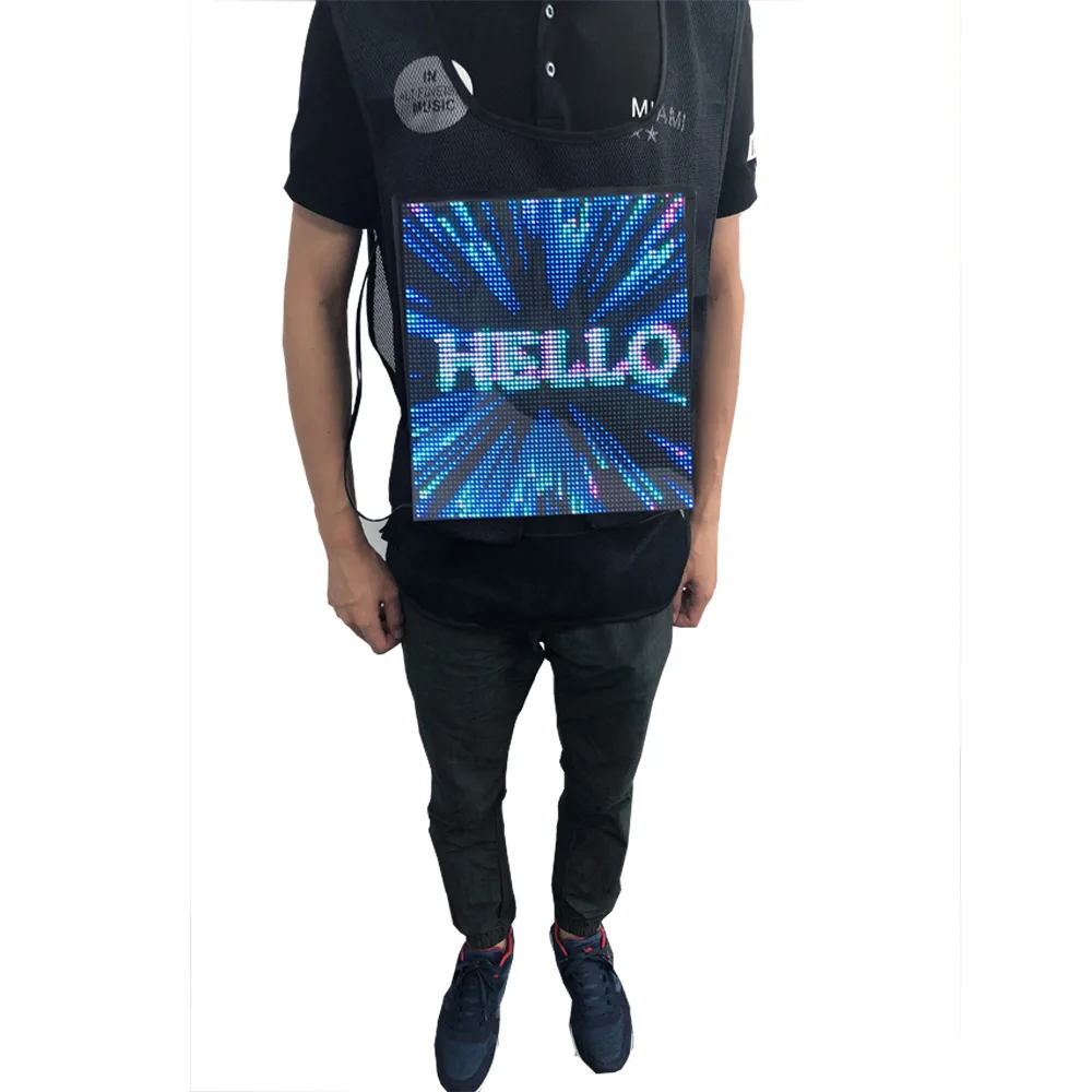 Flexible wearable led display screen vest mobile screen advertising vest lightweight