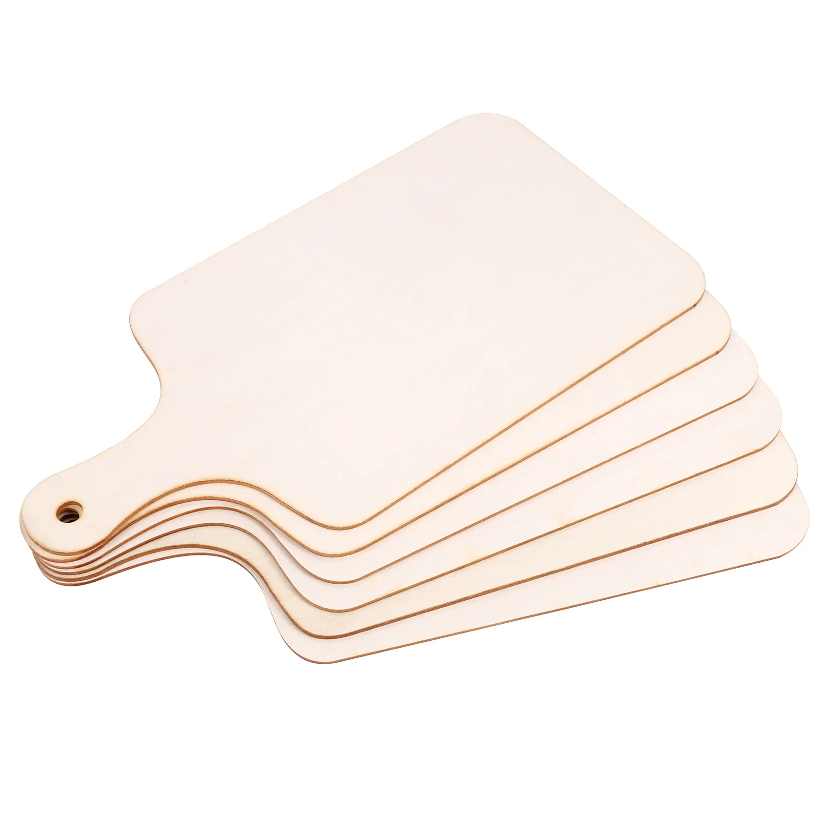 M12K-6 Pieces Christmas Mini Wooden Cutting Board With Handle Unfinished Wood Paddle Rectangle Chopping Board Tray Cutouts