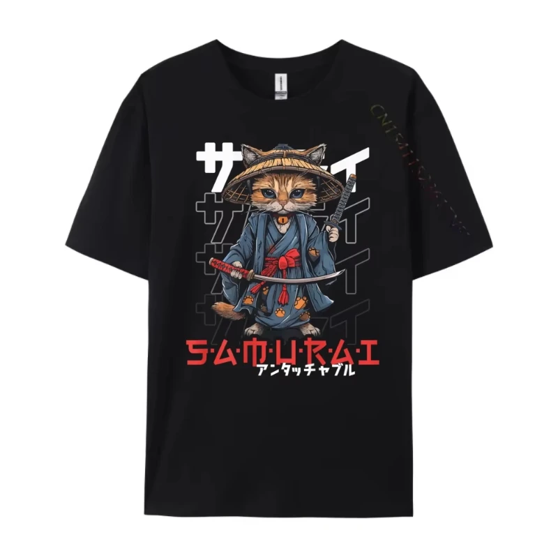 

Японский кот Bushi Fighter Ukiyo Bushi, футболка большого размера с принтом, мужская одежда высокого качества, футболка с рисунком
