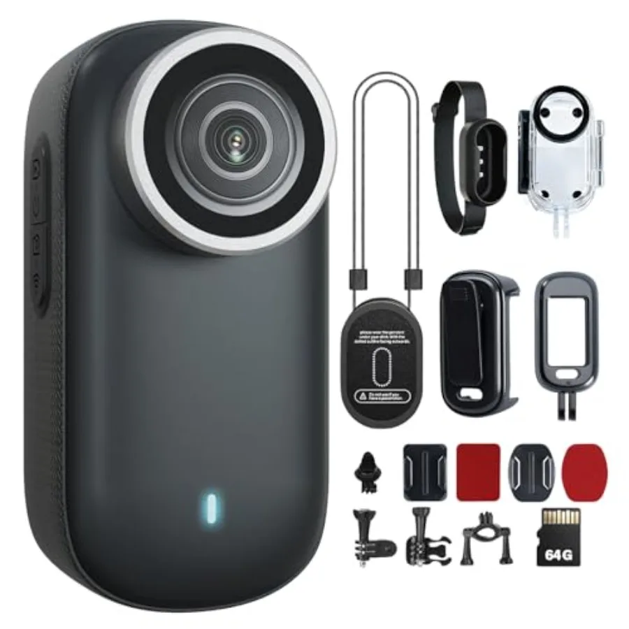 

4K Mini Body Camera for lecture, traveling, pet walking and outdoors; black ABS plastic; 360 rotatable magnetic clip; thumb-siz