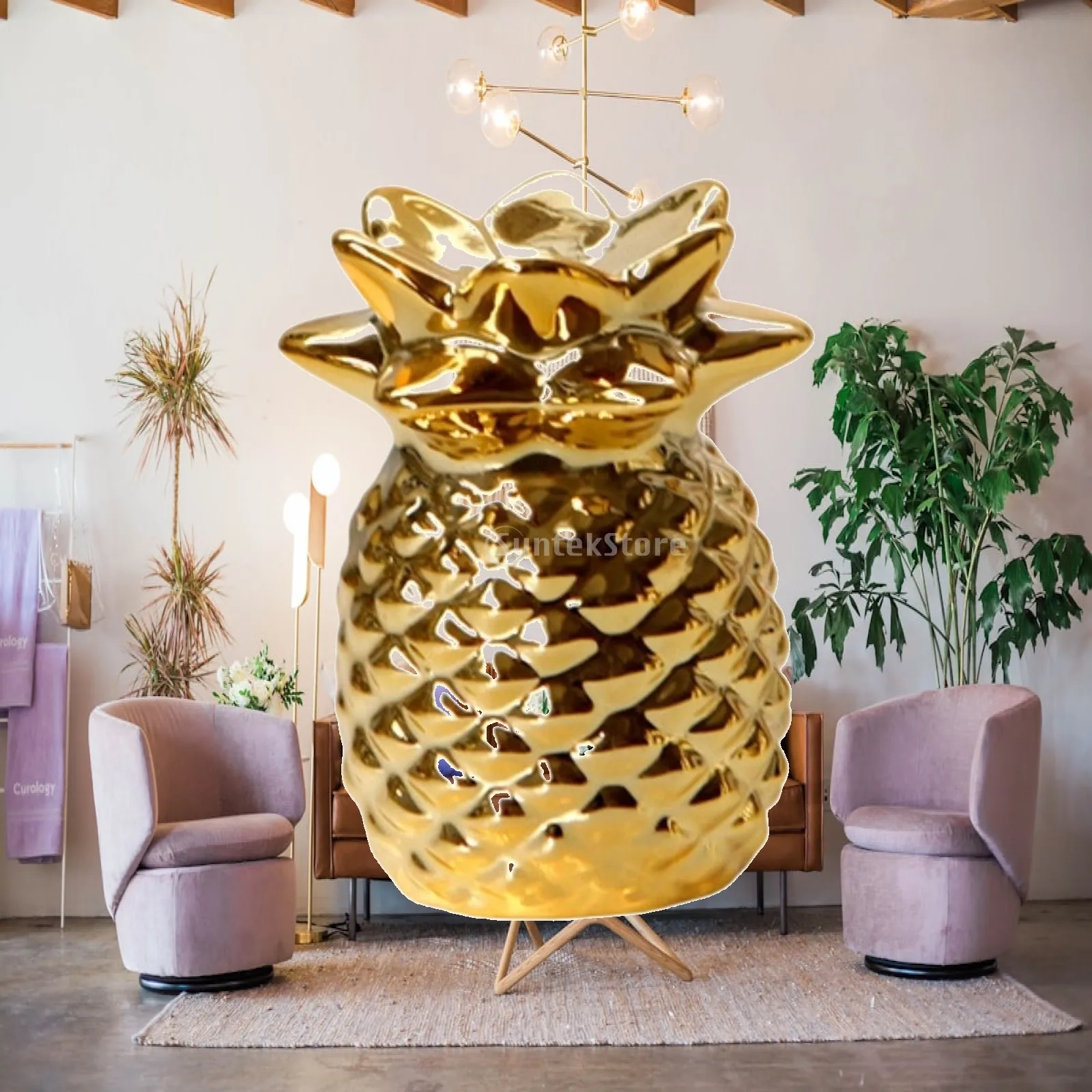 Pineapple Ornament Gold Pineapple Decor Decoration Lustrous Textured for Tabletop, Shelf