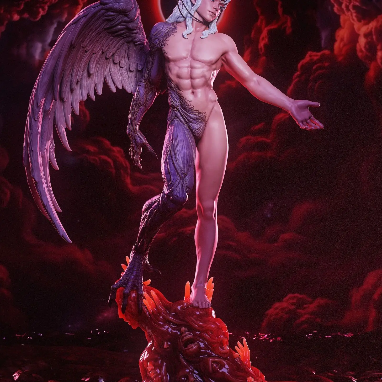 Half-human Half-demon High-precision Printed Resin Unpainted 3D Printed Model DIY Coloring Self-assembly Figurine Miniature