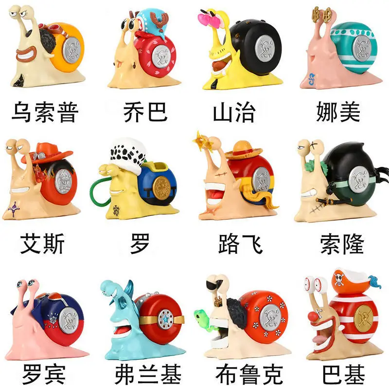 One Piece Anime Den Den Mushi Ace Luffy Law dibujos animados versión Q muñeca de acción teléfono caracol gusano estatuilla juguete ornamento regalos de vacaciones ﻿