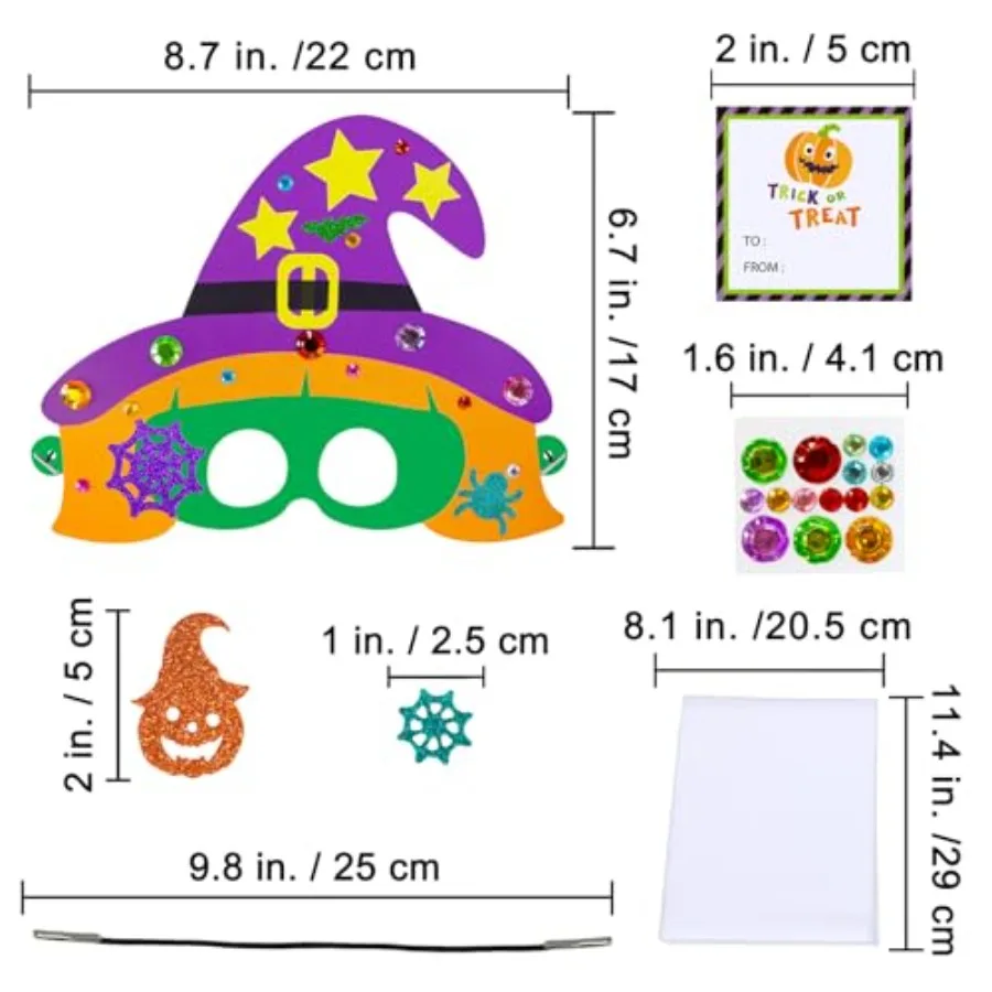 مجموعة وينلين 24 من أقنعة الهالوين مجموعات حرفية لأنشطة الفصول الدراسية والحفلات أقنعة وجه إسفنجية ذاتية الصنع مع شبح مونستر مام #4