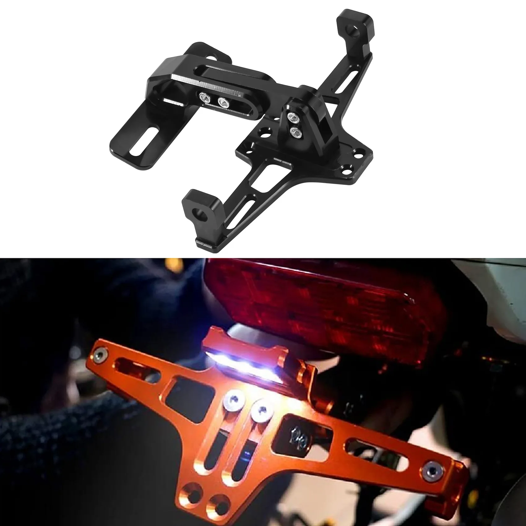 Support de Plaque d'Immatriculation de Moto, Cadre CNC, avec Lumière LED Réglable, pour Yamaha Bws R25 R3 Mt03 Msx