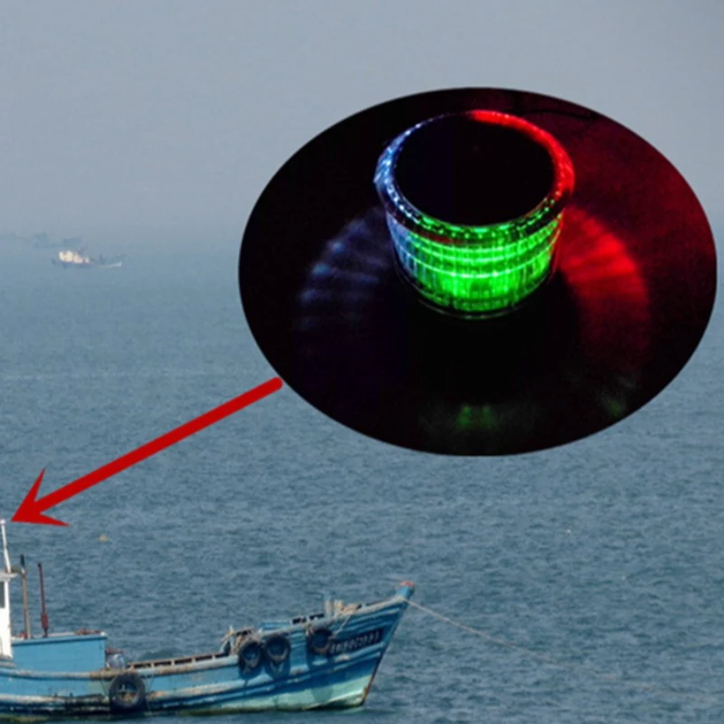 Integrated Solar Marine Signal Light – Tri-Color LED Warning Lamp with GPS Sync, IP68 Waterproof for Yacht & Boat