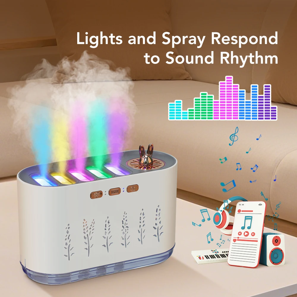 Music-Sensing Air Humidifier 7 Colors LED Light Aroma Diffuser For Home Car 700ml Cool Mist Maker Essential Oil Diffuser
