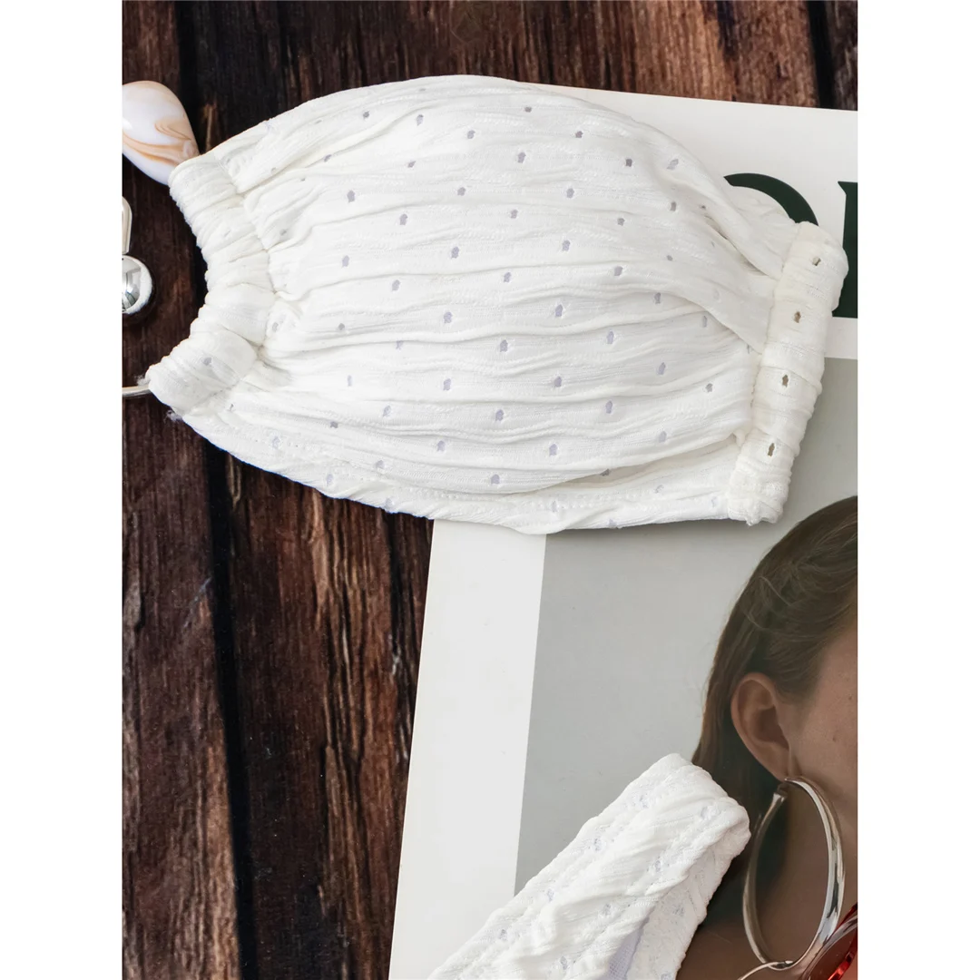 Sexy Bandeau-Bikini mit Sarong, ausgeschnittenes Design, Damen-Badeanzug, dreiteiliges Bikini-Set, Badebekleidung, Badeanzug, Modell V5583. – Detail 21