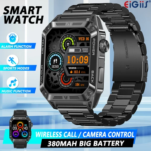 EIGIIS Relojes inteligentes para hombres Pantalla táctil HD de 1,91 pulgadas Más de 108 modos deportivos Rastreador de ejercicios con monitor de sueño SpO2 de ritmo cardíaco Podómetro