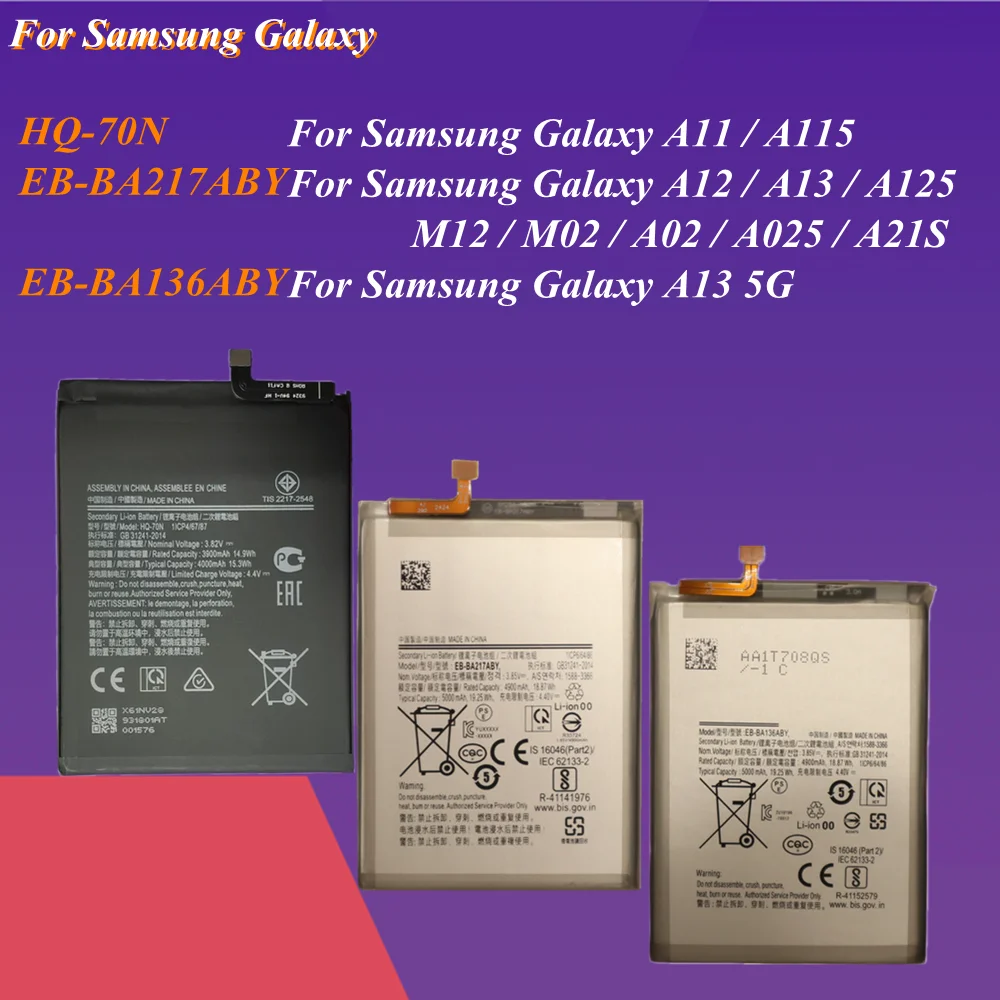 Аккумулятор EB-BA136ABY HQ-70N EB-BA217ABY для Samsung Galaxy A12, A13, A125, M12, M02, A02, A025, A21S, A13 5G, A135F, A136, A11, A115