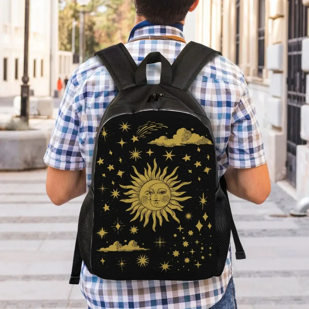 Custom Sun And Moon Celestial Art Travel Backpack Women Men School Laptop Bookbag College Student Daypack Bags