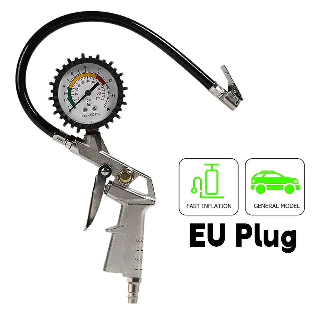 Multifunctional  220PSI Car Motorcycle Tire Air Pressure Monitoring Gauge Tester Air Compressor Dial Meter Inflator Pump Tools