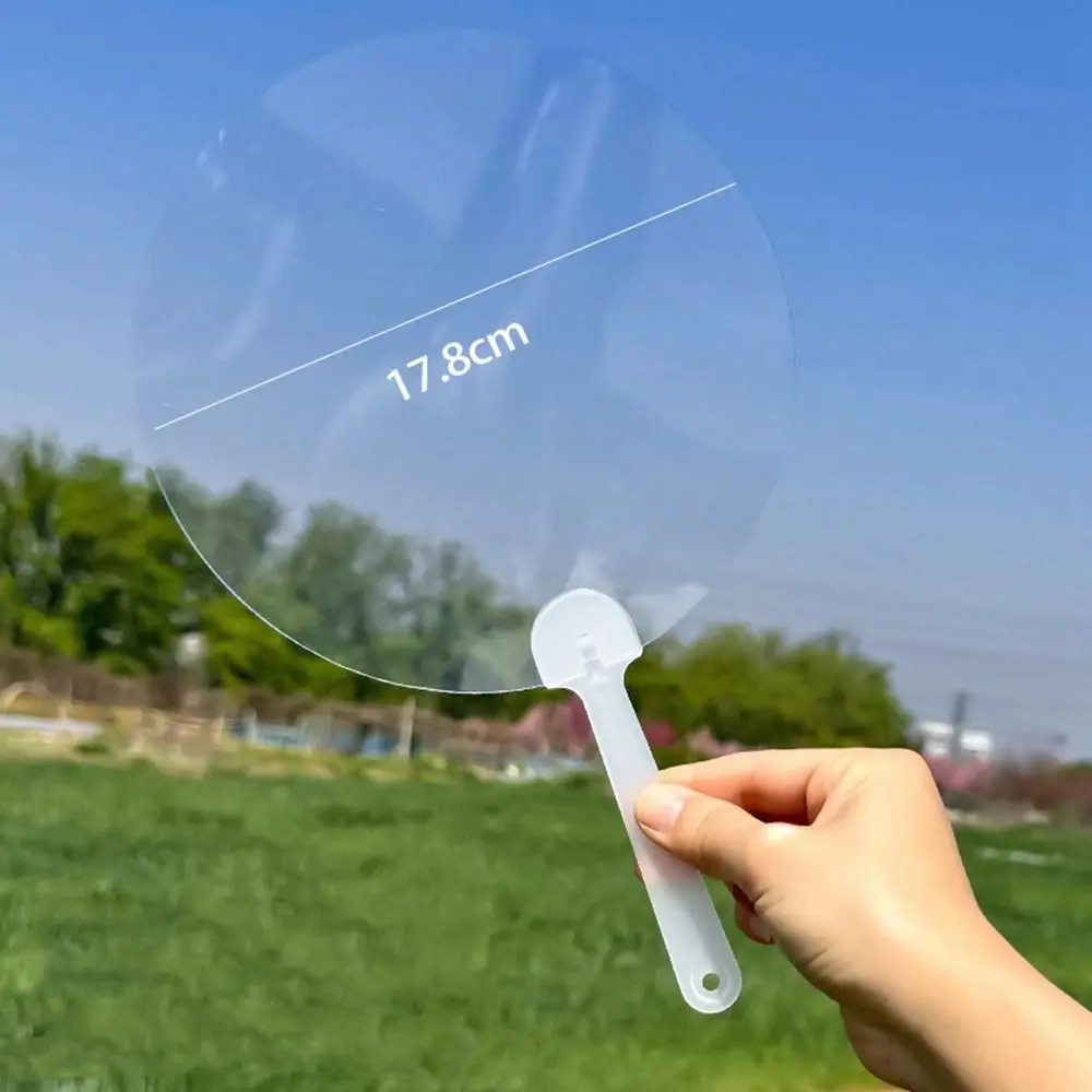 Multi-functional Plastic Transparent Fan Handheld Unfinished Graffiti Fans Thicken Round Blank Painting Fans Children