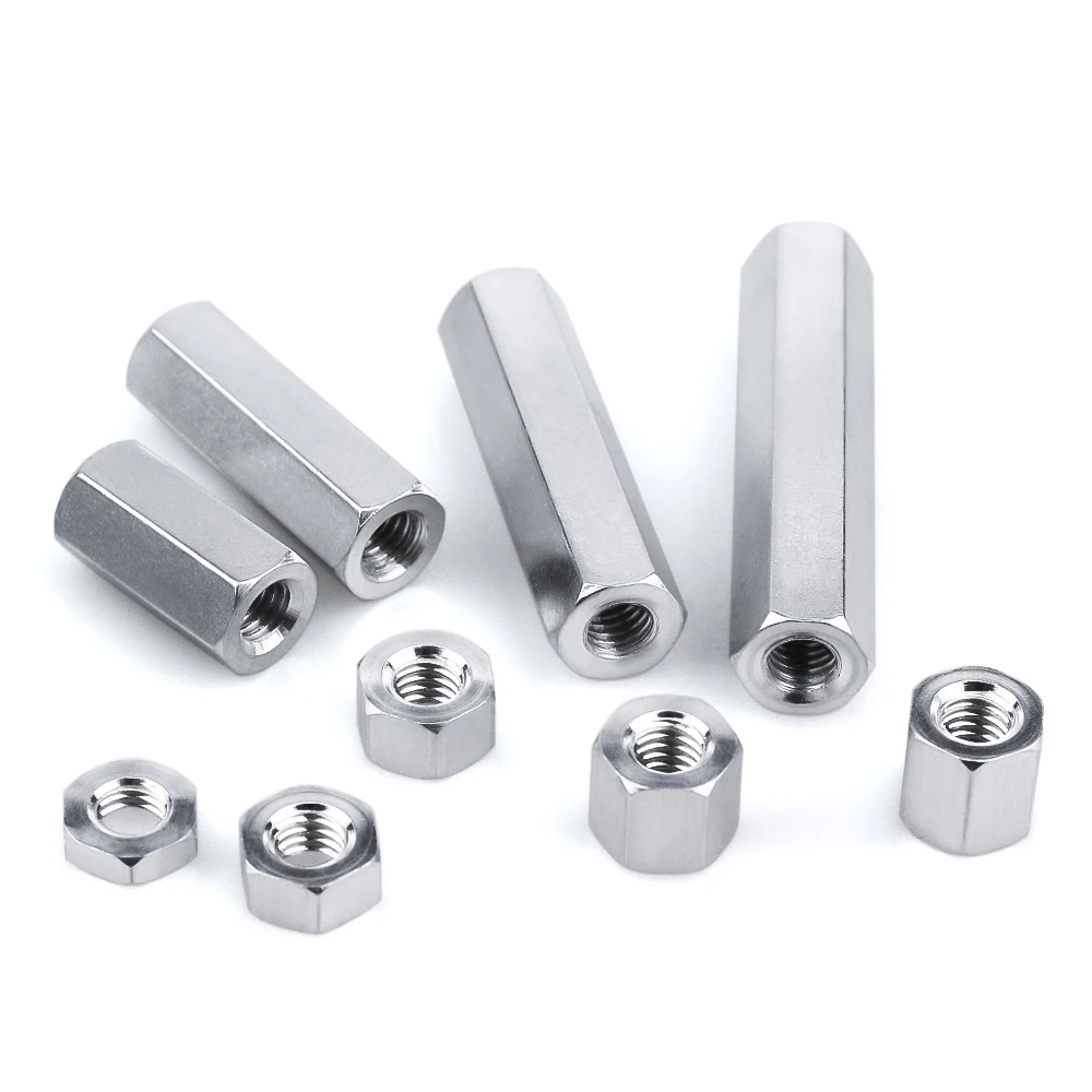 100pcs/Lot M3 M4 M5 M6 M8 Aluminum Threaded Hex Spacers Hexagon Hex Extend Long Coupling Nut Connector Length 3mm to 60mm