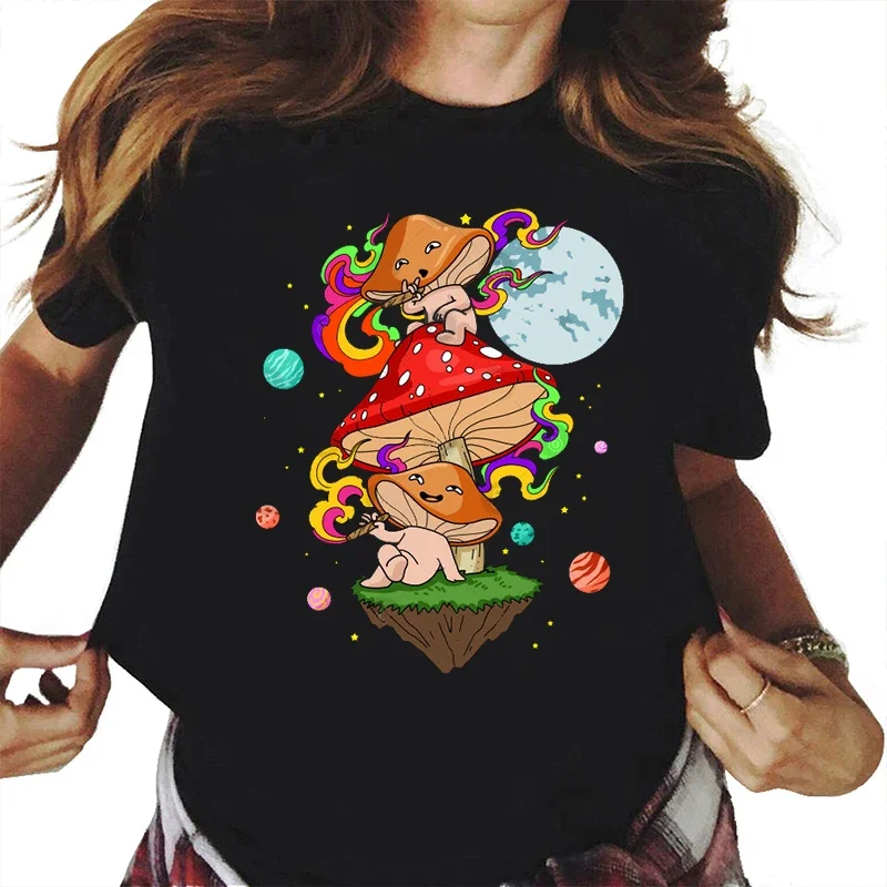 Kawaii Magic Mushroom T Shirts Novelty Funny Shrooms Shirt Fashion Casual Summer Cotton Woman Tshirts Camisa Masculina