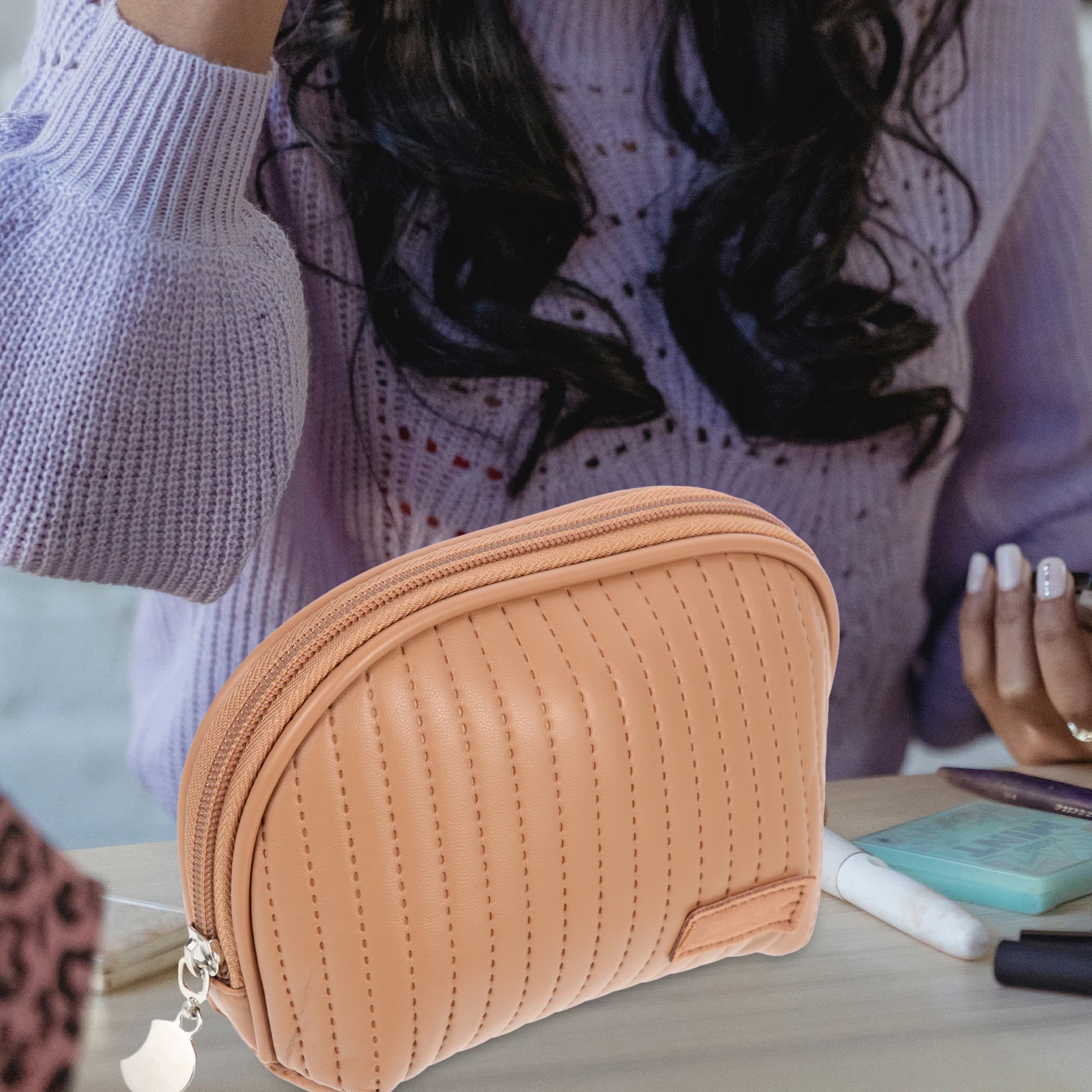 

PU Makeup Bag Pouch Smooth Zipper Toiletries Organizer Portable Storage Makeup Container For Travel Container