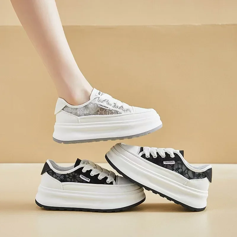 

White Sports Shoes Korean Women Platform Sneakers Casual Harajuku Tennis Female Vintage Vulcanize Designer Footwear