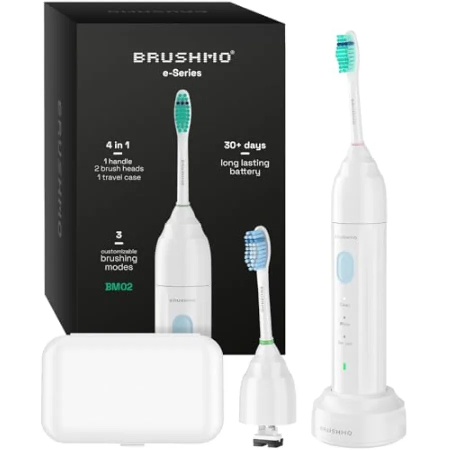 

E-Series Electric Sonic Toothbrush - Rechargeable Screw-On Electronic Tooth Brush for Adults with 3 Modes Travel Case and Timer