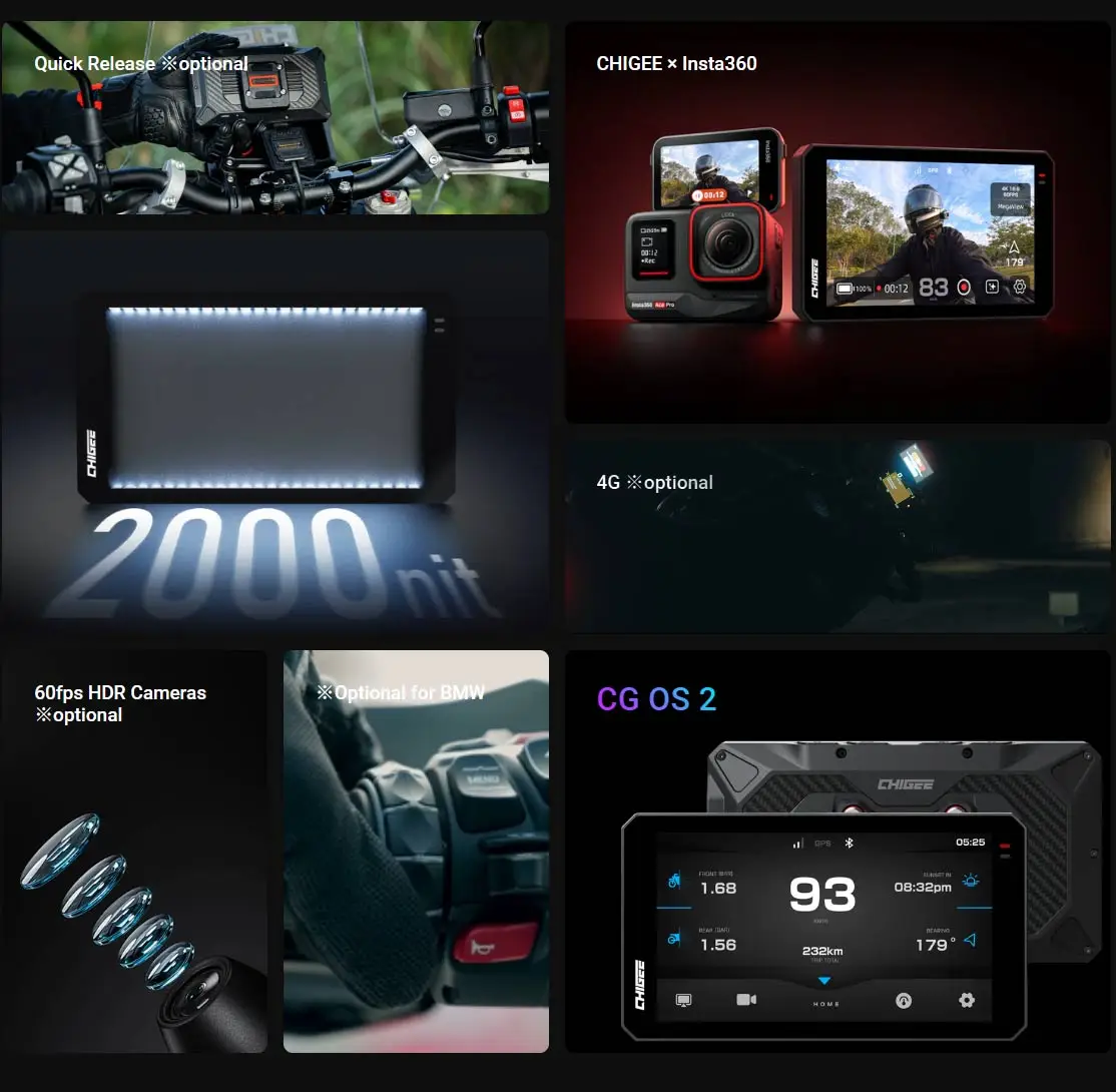 CHIGEE Aio-6 Lte App Trajectory Tracing 4g Carplay Digital Motorcycles Speedometer Motorcycle Dashcam And Display - Image 4