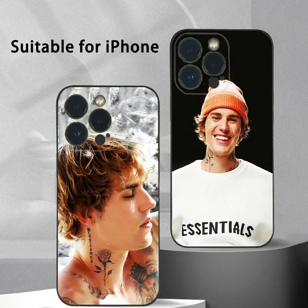 

Singer J-Justin B-BieberS Phone Case For iPhone 16 15 14 13 12 11 Plus,Pro Max,XS,X,XR,SE,Mini,8,7 Soft Silicone Black Cover