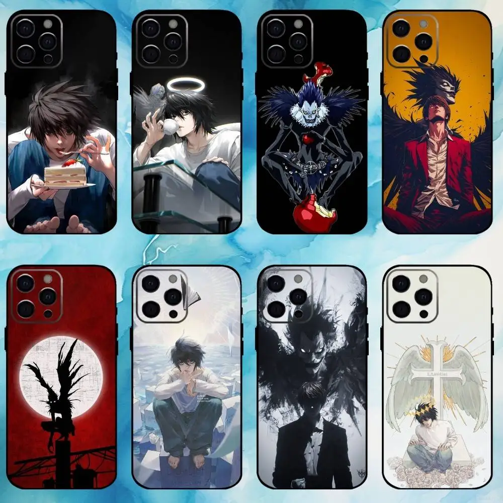 

D-Death Note Anime Phone Case For iPhone17,16,15,14,13,12,11 Plus,Pro Max Soft Black Cover