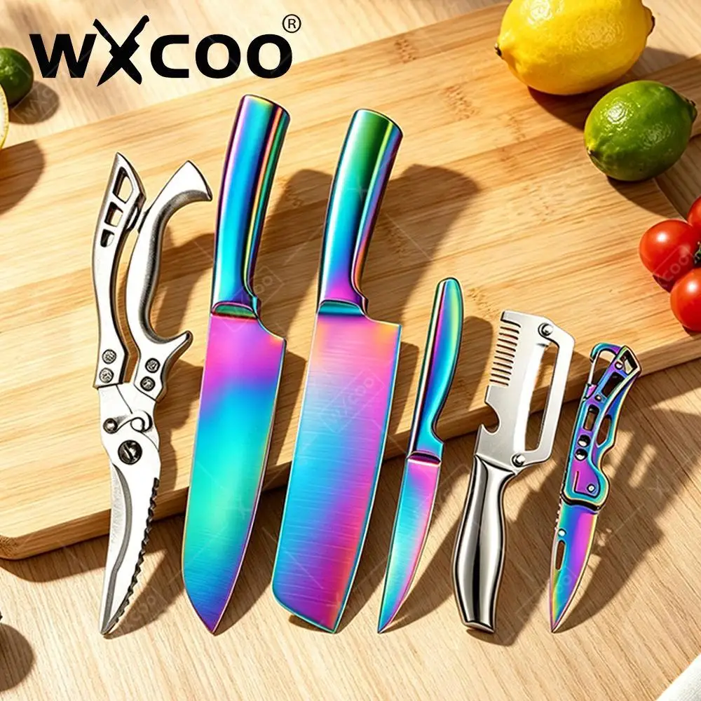 WXCOO Folding Knife Stainless Steel Vegetable Knife Fruit Peeler Meat Cleaver Pocket Knife Kitchen Tools Cooking Accessories