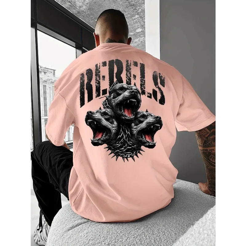 Rebels Three Headed Dog Grafik-T-Shirt für Herren, atmungsaktiv, 100 % Baumwolle, perfekt für Sommer-Streetwear im urbanen Stil – Detail 4