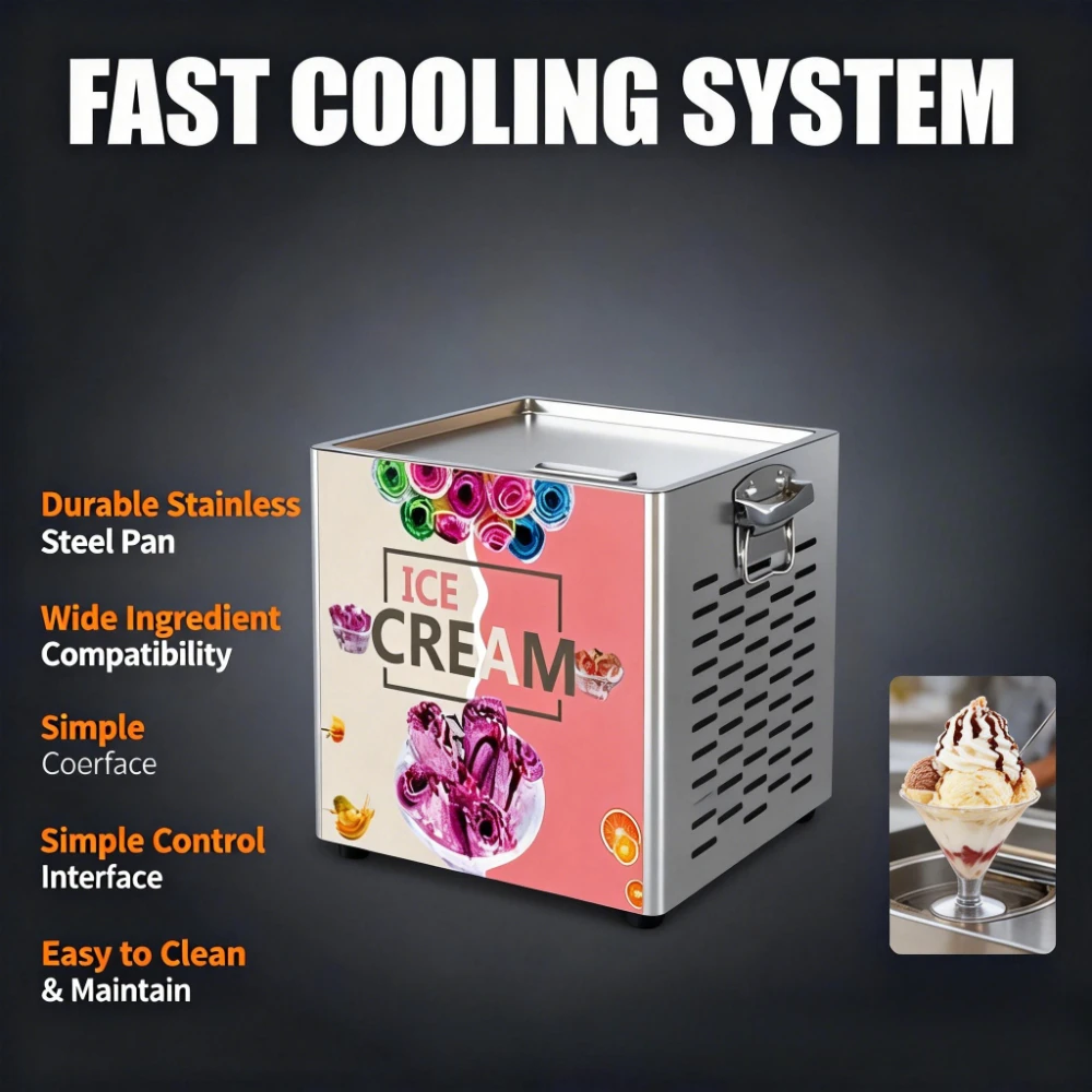 

DIY Fried Ice Cream Machine, Rolled Ice Cream Maker, Commercial Ice Cream Machine, Frozen Dessert Maker Portable Ice Cream Maker