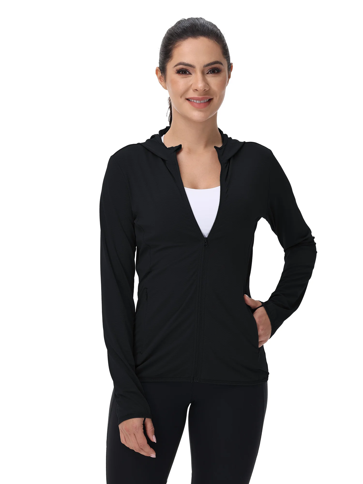 

Women‘s Outdoor Fashion Hooded Jacket Sunscreen Cycling Jacket Zipper Multi Pocket Comfortable Breathable Fabric