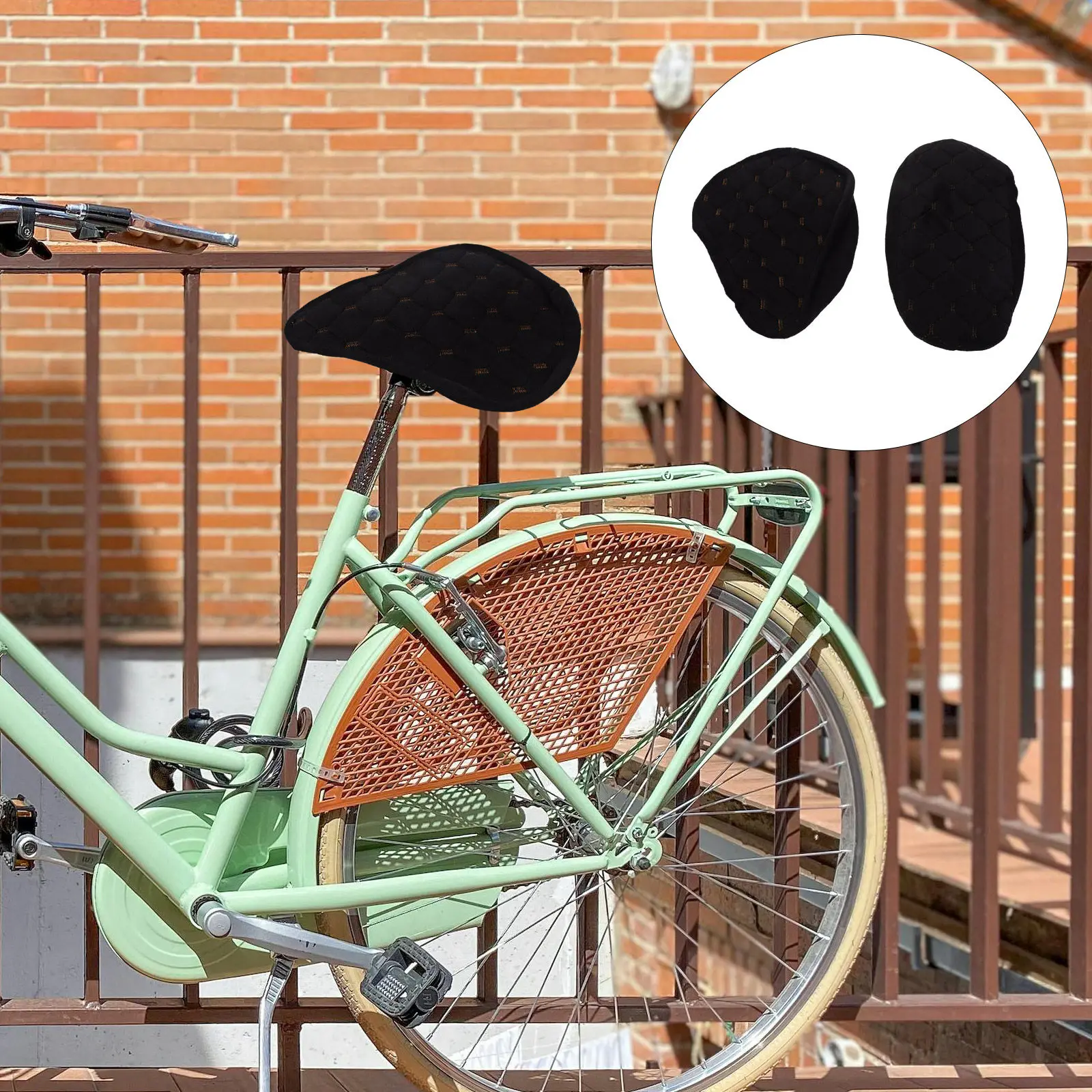 2Sets Winter Warm Padded Bike Seat Cover Universal Electric Bicycle Cotton Saddle Cushion Non Slip Protective Cover