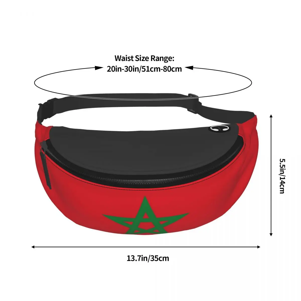 Custom The Flag Of Morocco Fanny Pack for Men Women Fashion Crossbody Waist Bag Cycling Camping Phone Money Pouch