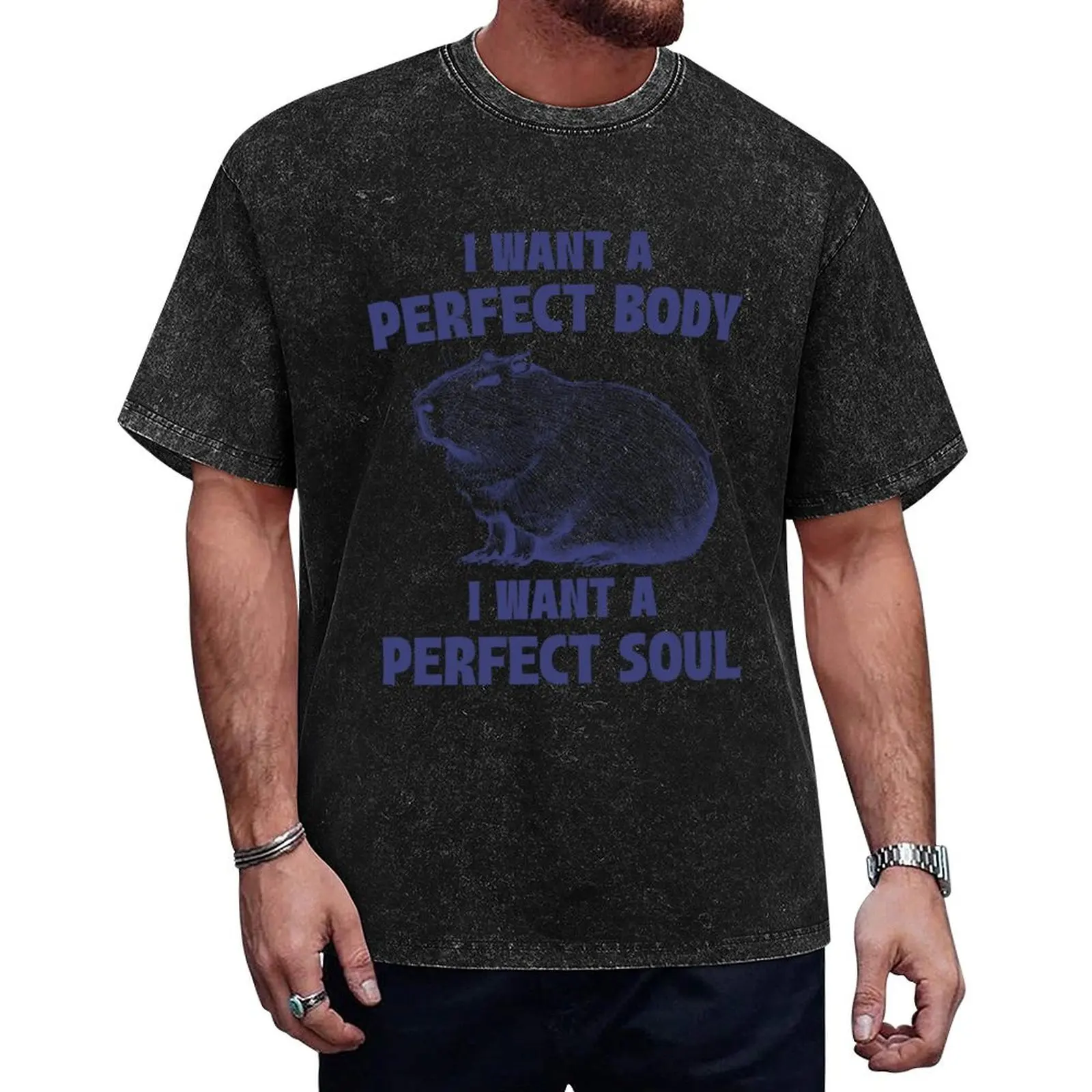 

Capybara Meme I Want a Perfect Body I Want a Perfect Soul T-Shirt summer tops man t shirt football t shirt mens cotton t shirts