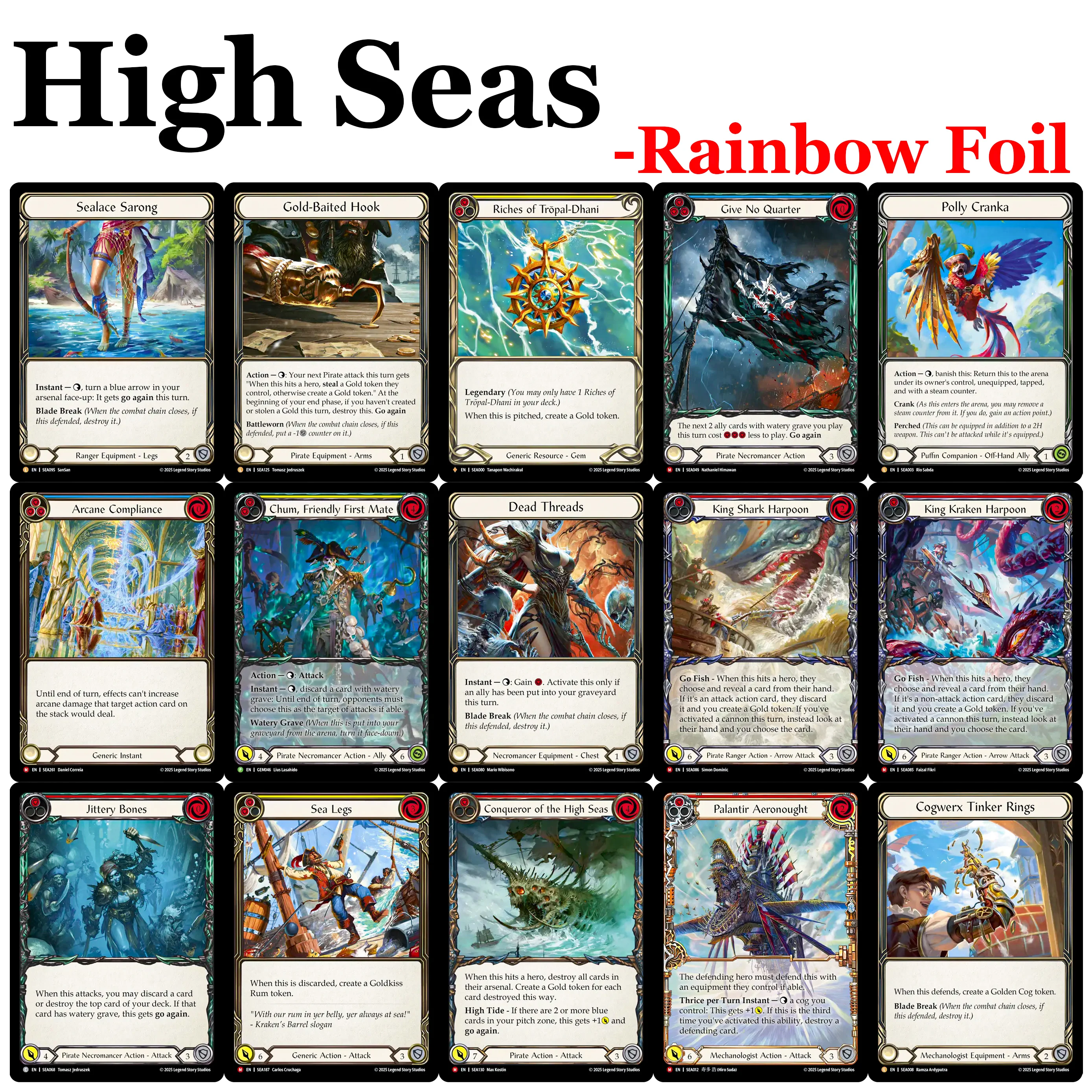FAB Proxy Rainbow Foil Card Dead Threads Gold-Baited Hook Give No Quarter Latest Sets of the Flesh and Blood High Seas TCG Cards