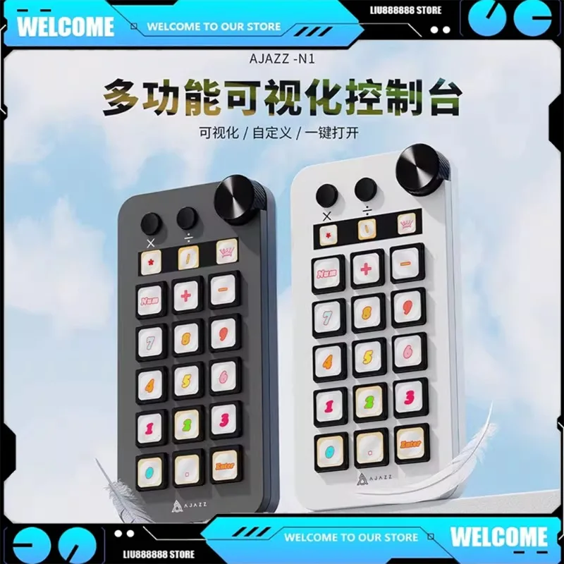 

New AJAZZ N1 Mini Keypad Editable 15 Key Numeric Keyboard, Personalized Desktop Toolbox for Office and Home Web Live Streaming