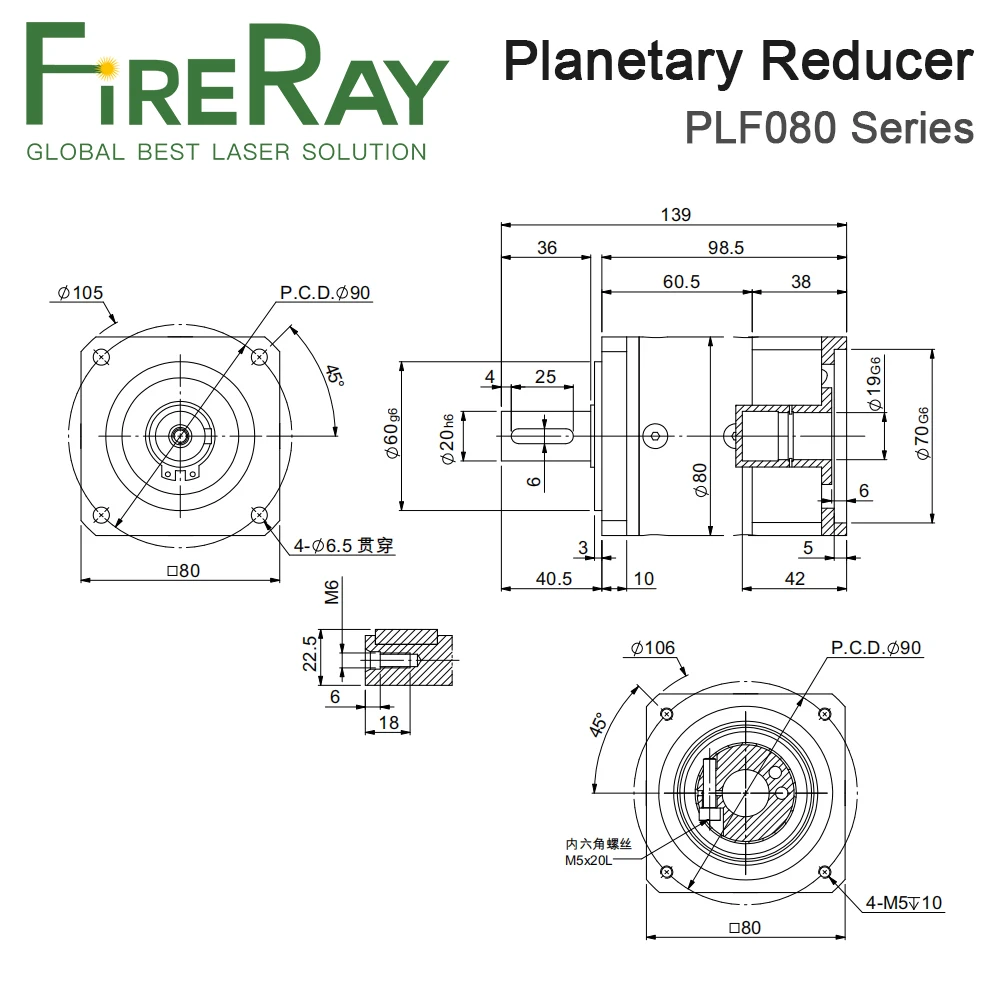 Imagem -02 - Relação Planetária 5:1100 da Caixa de Engrenagens do Redutor Plf080 de Fireray: Jogo do Motor da Engrenagem da Elevada Precisão com 80x80 mm Servo Nema34 Motor Deslizante