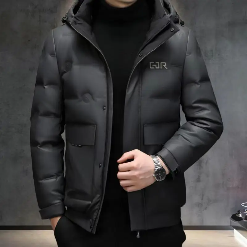 Winter Sheepskin Down Coat Man Luxury High Quality Short Genuine Leather Down Jacket For Men Enlarged Thicken Puffer Jacket Men