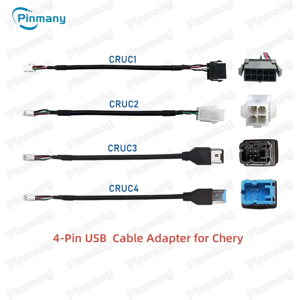 Pinmany Car Radio USB Cable Connector 4-pin USB2.0 Audio Data Wire Harness Adapter for Chery Arrizo Tiggo E5 E3 A3 Fulwin