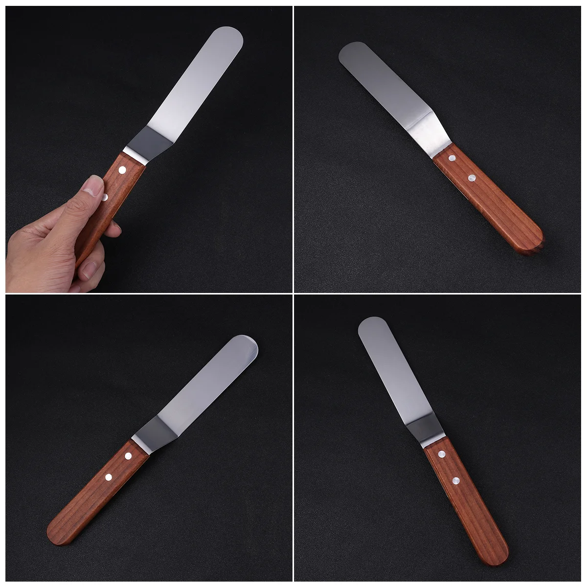 6 Inch Cake Spatula Stainless Steel Offset Spatula Wooden Handle Icing Spatula Cake Decorating Spatula Frosting Spatula Cake