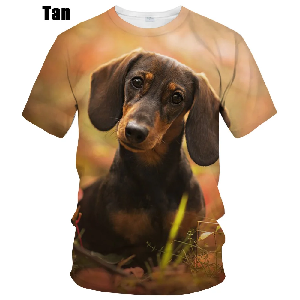 New Summer Hot Sale 3D Dachshund Men\'s/women\'s Fashion Slim T Shirt 3D Printing Short-sleeved Casual Round Neck Top