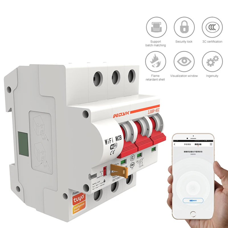 Tuya Smart 3P 16A-125A Remote Control WiFi Circuit Breaker/smart Switch/ Intelligent Automatic Recloser Alexa Goolge Compatible