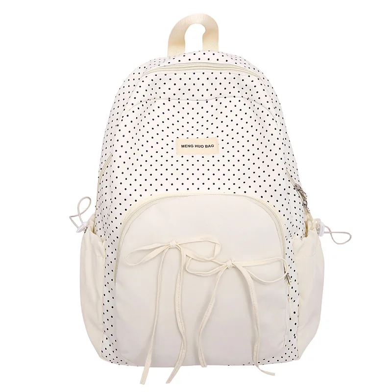 حقيبة ظهر لطيفة وجميلة للفتيات، حقيبة مدرسية للطلاب، حقيبة ظهر خفيفة الوزن من النايلون بألوان متباينة منقطة لطيفة #5