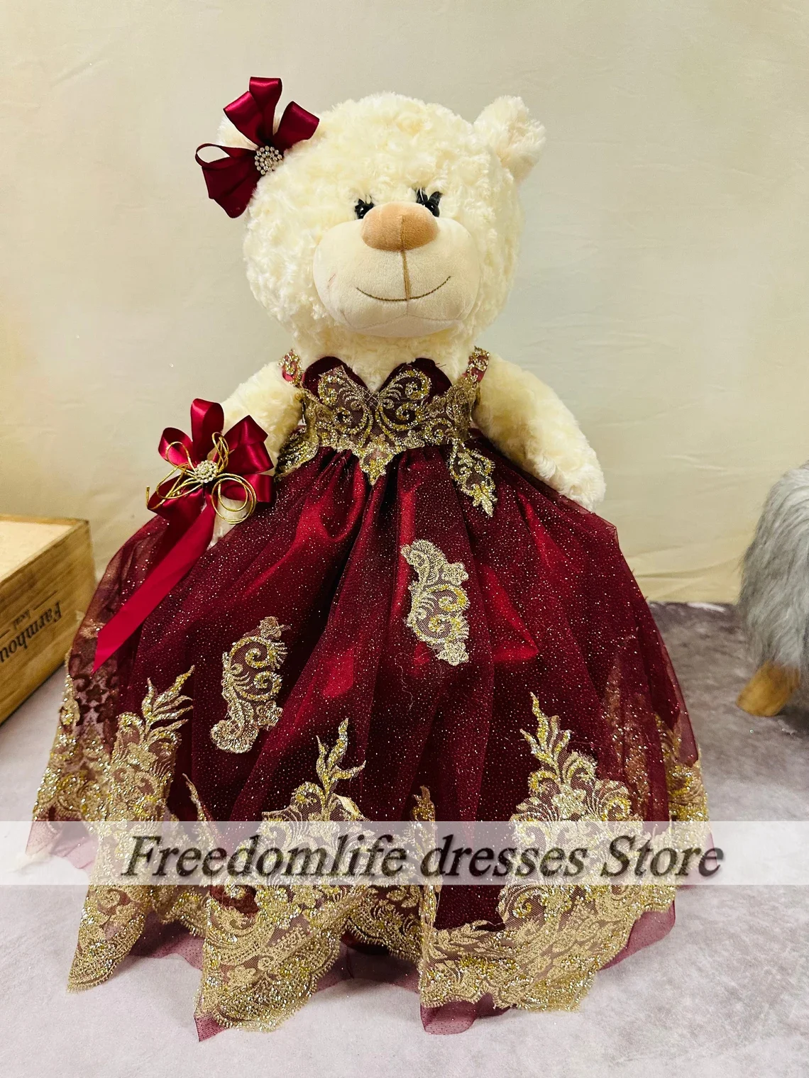 Custom Made Teddy Bears Quince Dress Special Link Dolls Quince vestidos de 15 años