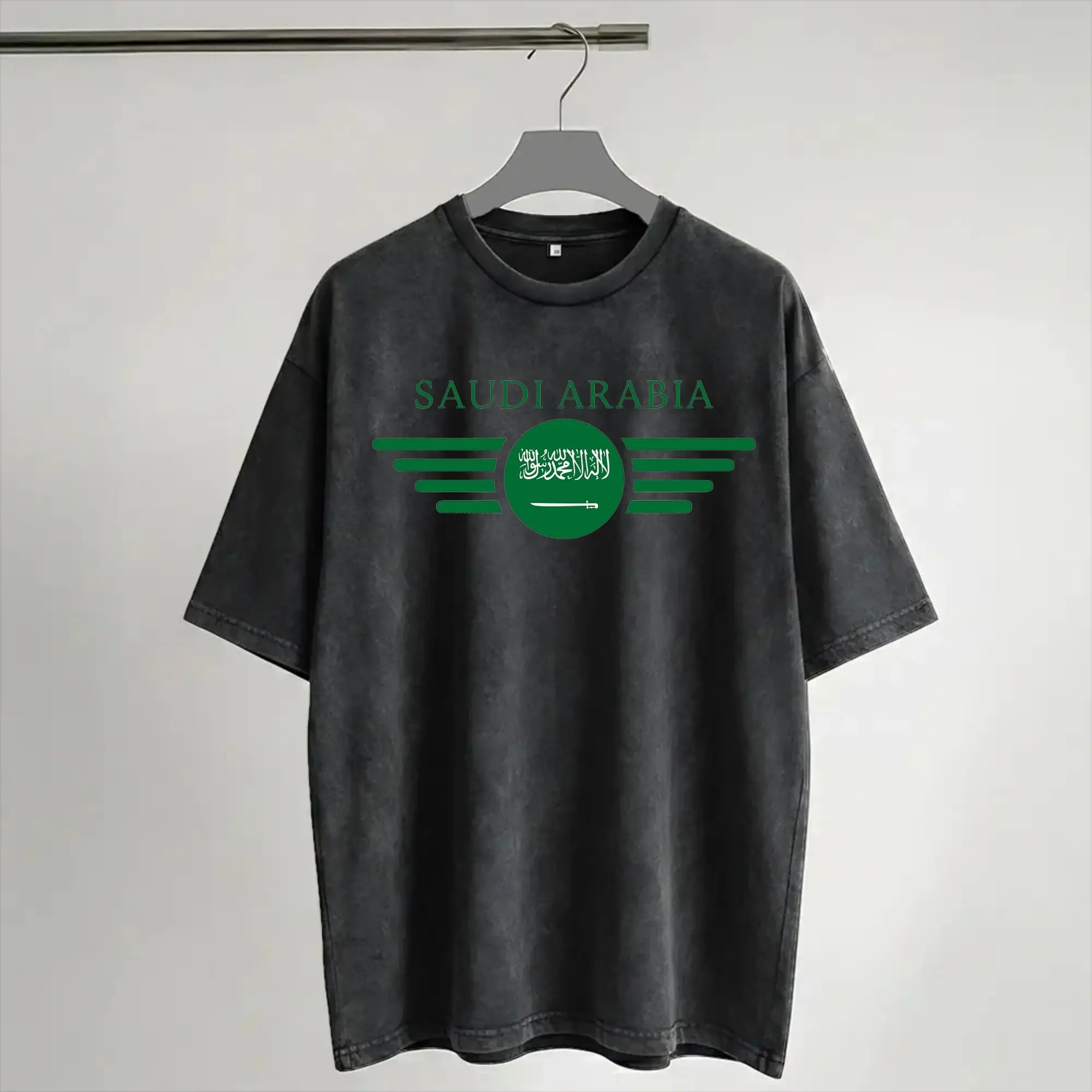 Harajuku Washed Shirt I love Saudi Arabia Saudi national day Merch Cool T Shirt High Street  Streetwear Short Sleeve